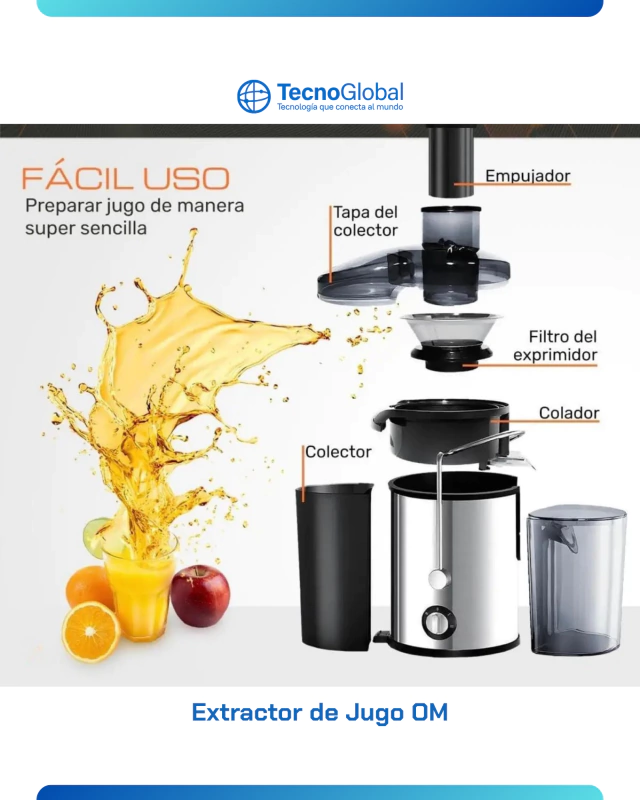 EXTRACTOR DE JUGO OM ACERO INOX. 350W - Imagen 2